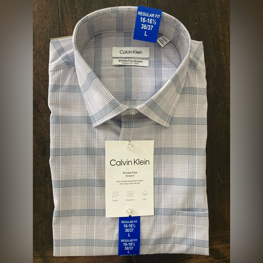 NWT Calvin Klein Mens Wrinkle Free Stretch Dress Shirt